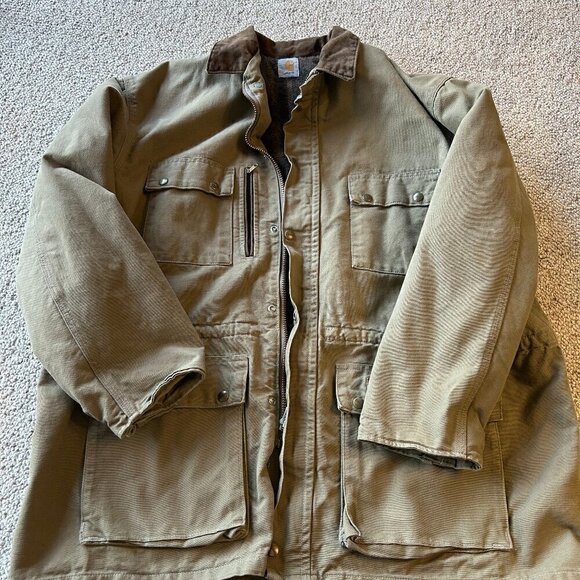 Carhartt Men’s XL Olive Green Blanket-Lined Jacket – Durable Workwear - Picture 1 of 10